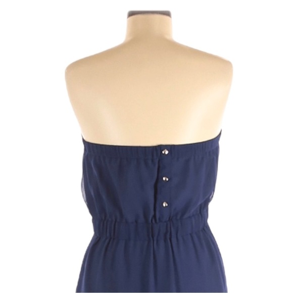 🌺 The Limited Navy Blue Strapless Boho Print Lightweight Column Maxi Dress M - Picture 4 of 9